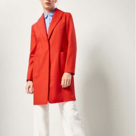 Massimo Dutti Red Wool Blend Coat Long Blazer Jacket Size 38 US 6 - Picture 9 of 9